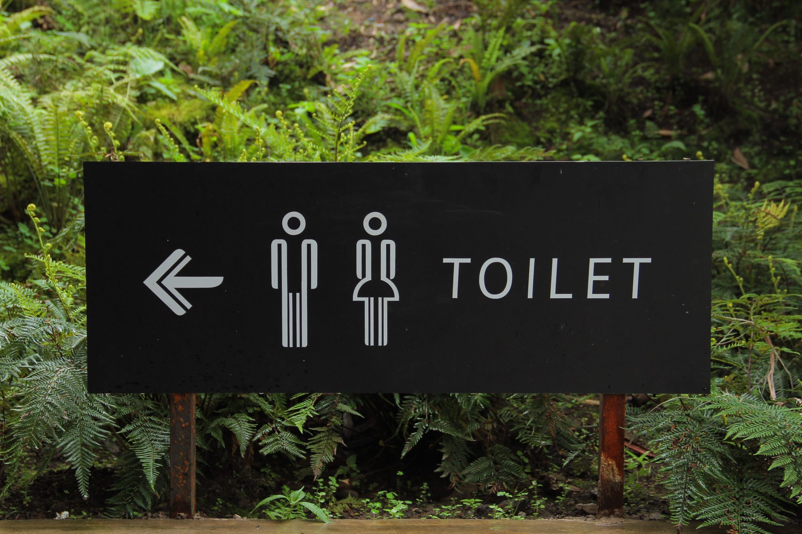 image of outside toilet sign | local portable restroom rentals
