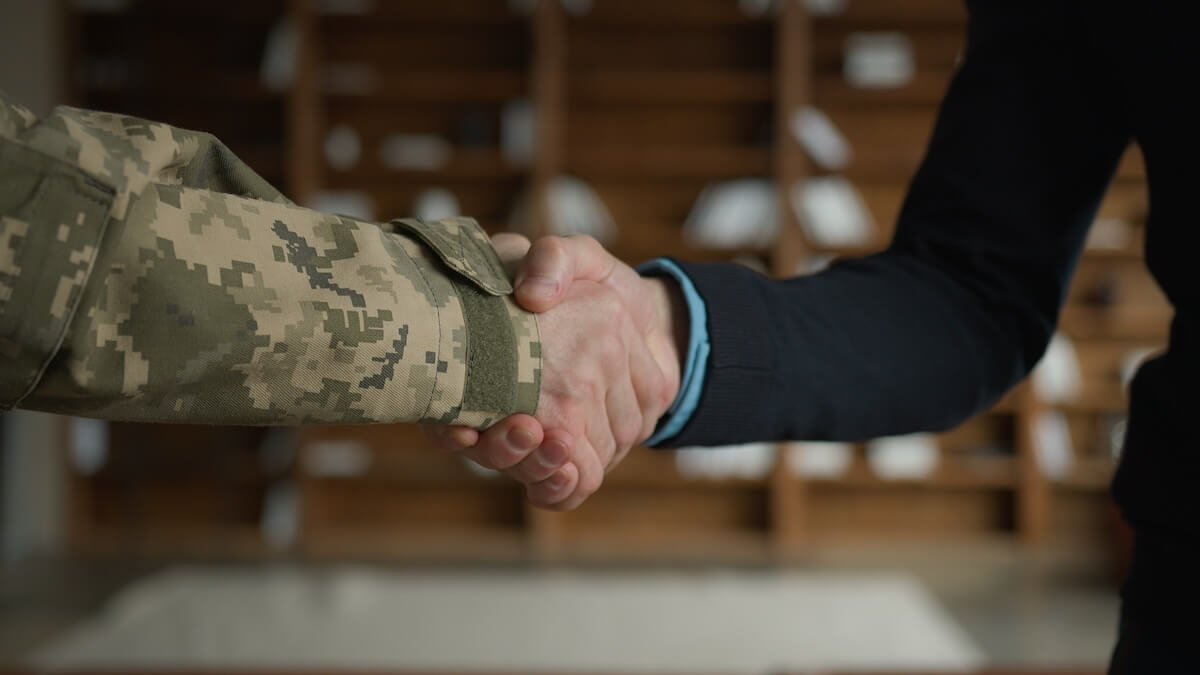 Veterans shaking hands